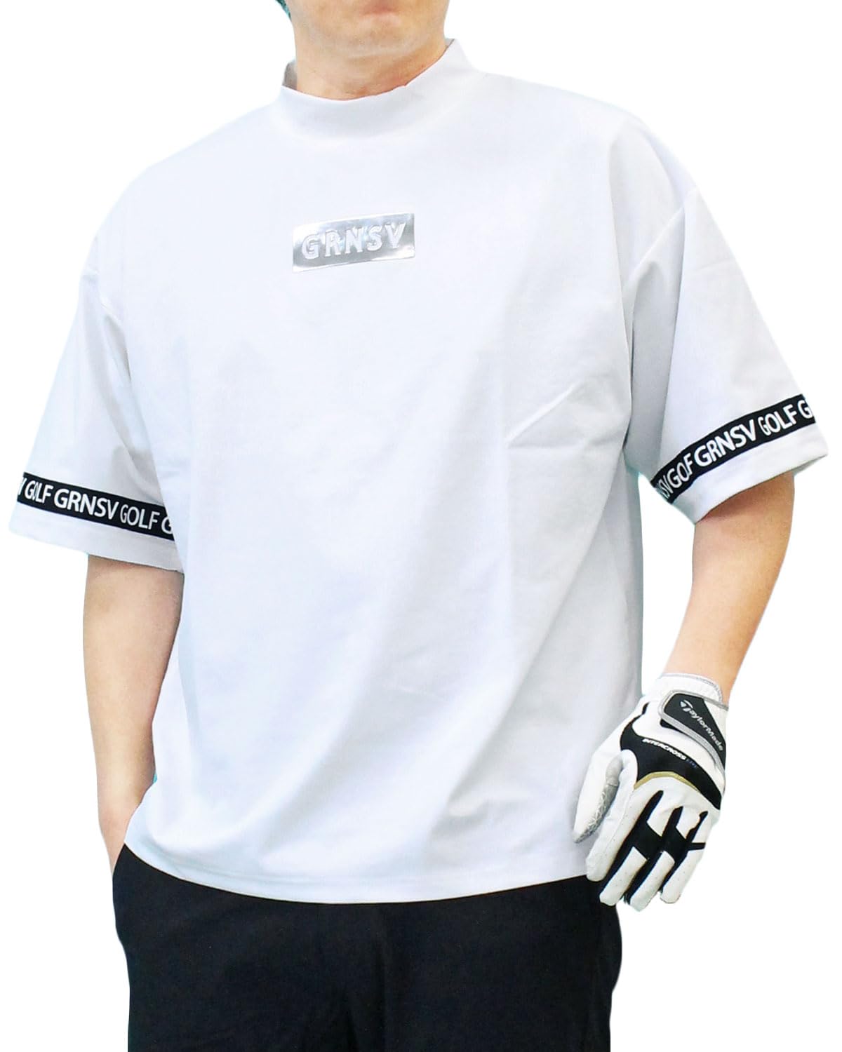 Malbon ハイネックトップス　ホワイト　モックネック　Tシャツ　メンズ Malbon ハイネックトップス ホワイト モックネック Tシャツ