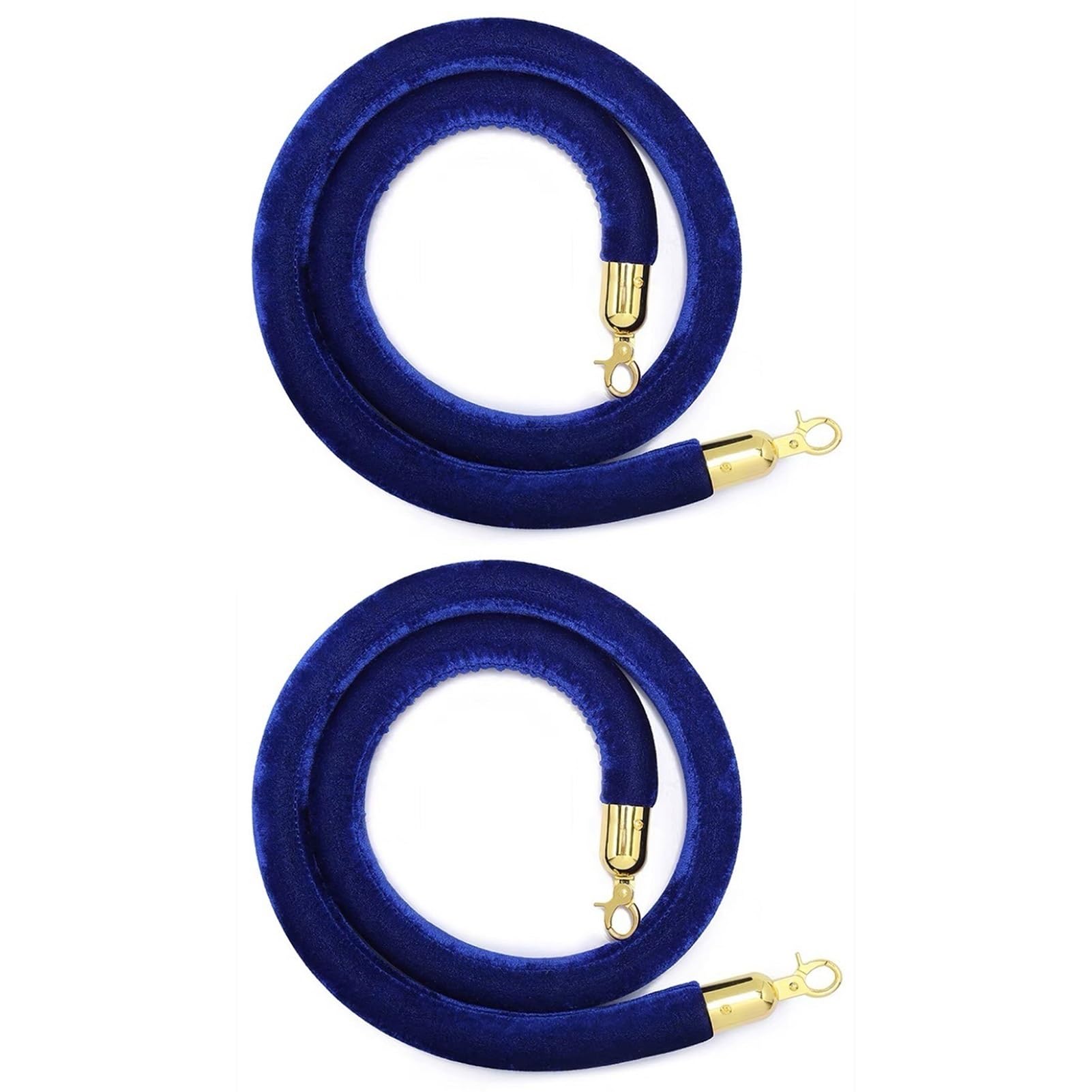 Corde de barrière en velours bleu de 1,5 m avec crochets dorés pour file d'attente