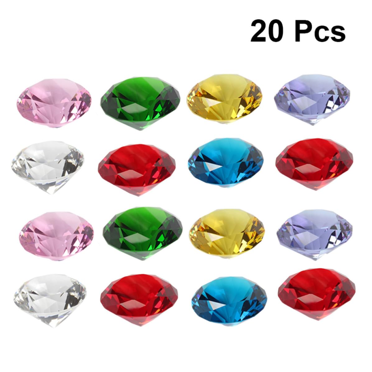 20 Stück Kristall Diamant Deko in Gemischten Farben | Zarte Kristallornamente, Dekorativ für Brautparty und Events, Funkelnde Akzente, Elegante Optik Zufällige Farbe