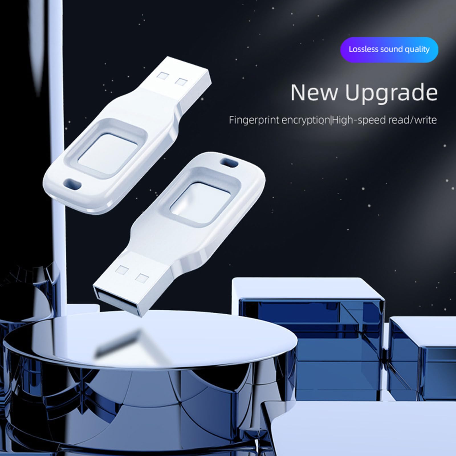 Chiavetta USB 3.2 con impronta digitale, chiavetta USB crittografata da 256G, chiavetta USB, protezione di sicurezza biometrica, chiavetta USB per PC, smartphone, laptop,64G