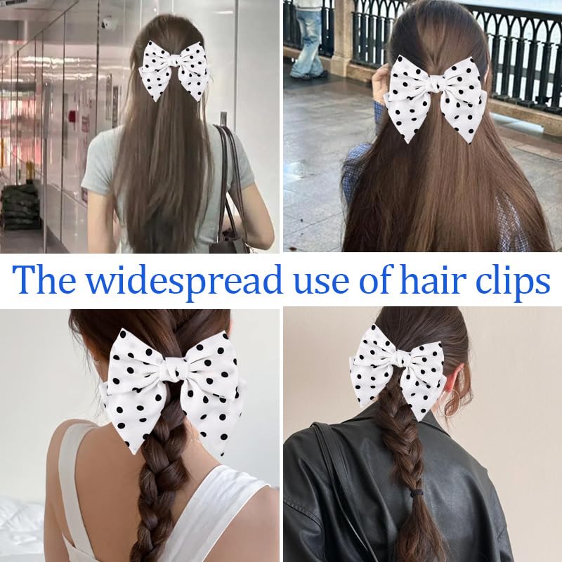 Moños de satén con lunares para cabello blanco miniatura 3