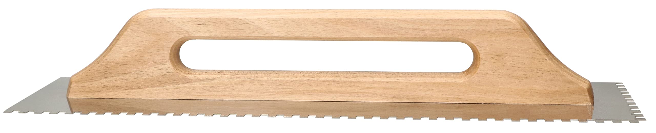 KOTARBAU® Truelle dentelé en acier inoxydable 480 mm de dentition 6 x 6 mm avec poignée en bois