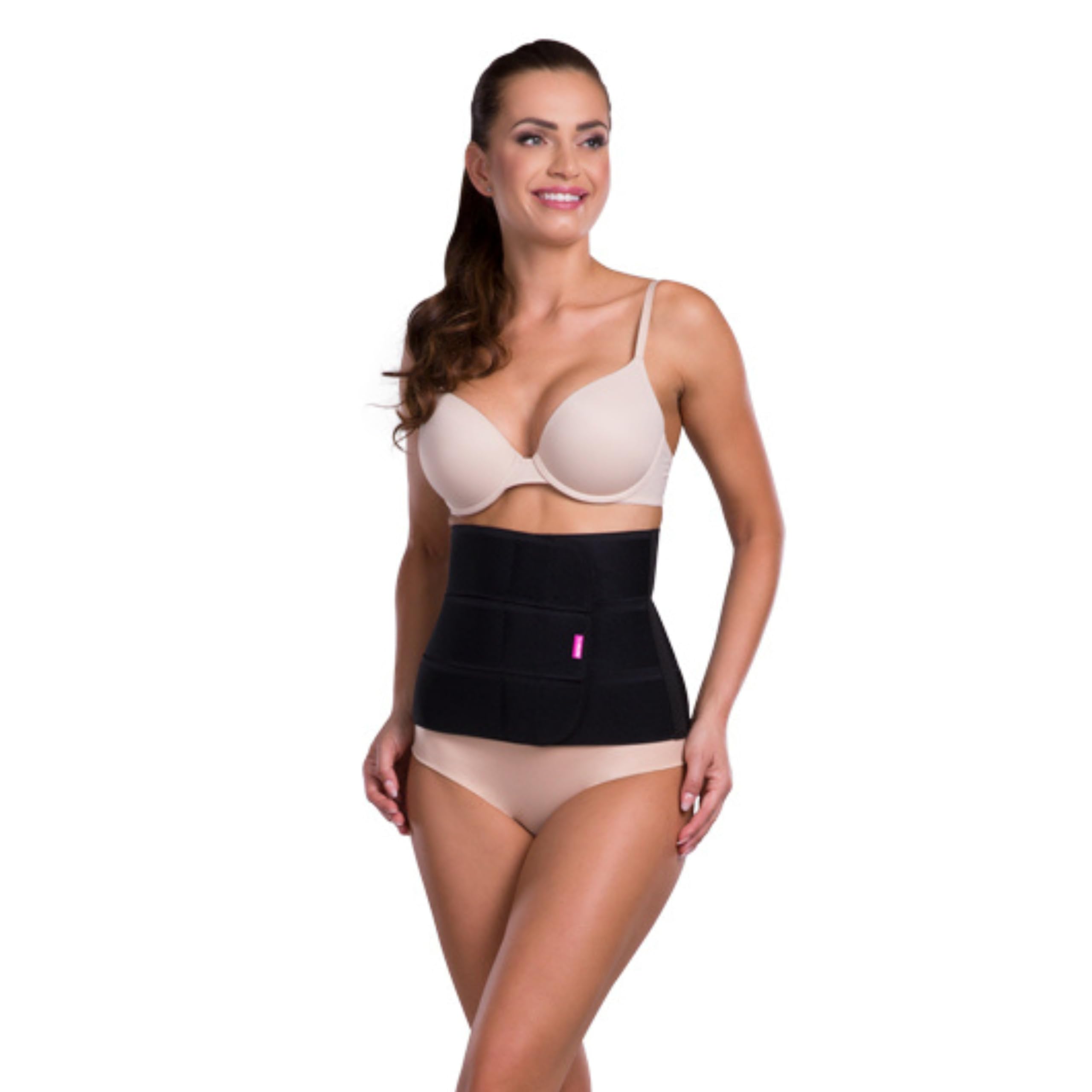 LIPOELASTIC KPlus Abdominal binder Compression Belt - 24 cm 3 panel, Post-Operative Support for Abdominoplasty & Liposuction Recovery (Black, XXL-3XL)