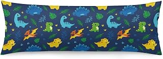 Dinosaur Print Body Pillow Covers 20x 54 Inches with Zipper | Cute Dino Leaf Body Pillowcase, Long Pillow Cover Cases, Decorative Throw Cushion Case, Rectangle Lumbar Shams for Bed Sofa