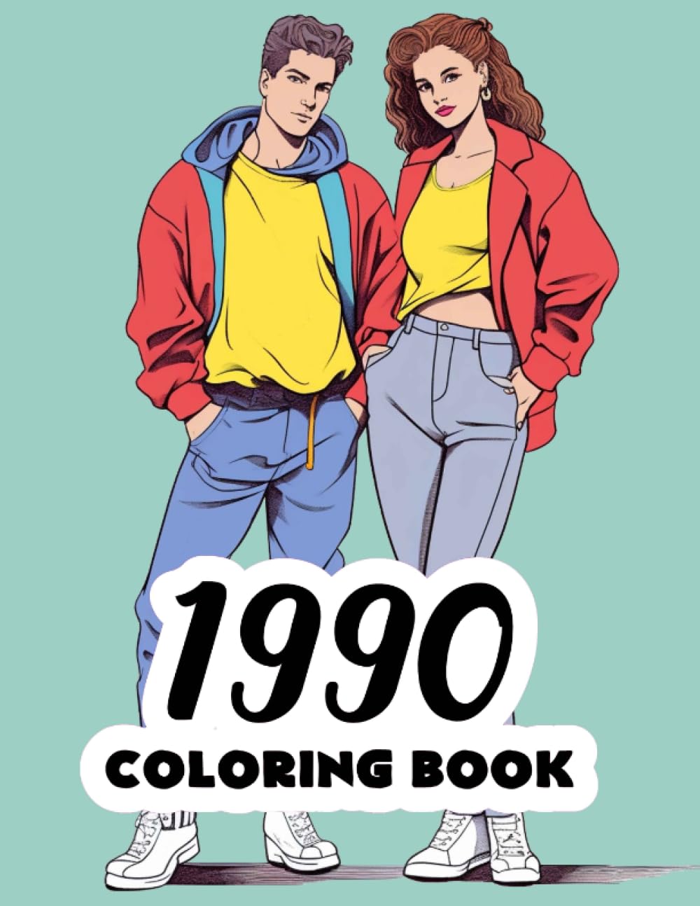 1990 Coloring Book: 1990s Retro coloring book featuring iconic scenes, fashion, and history