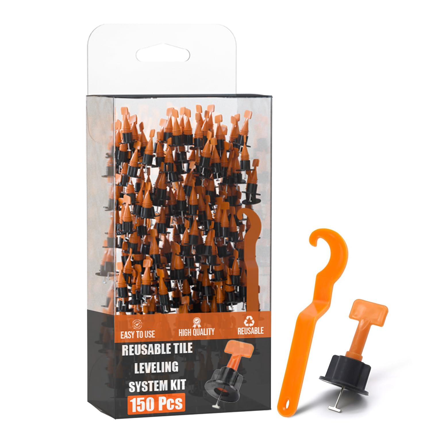 Tile Leveling System Kit 150pcs Tile Leveler Spacers, 3 Special Wrenches, 15 T-pins (Small-150Pcs) โ image 1
