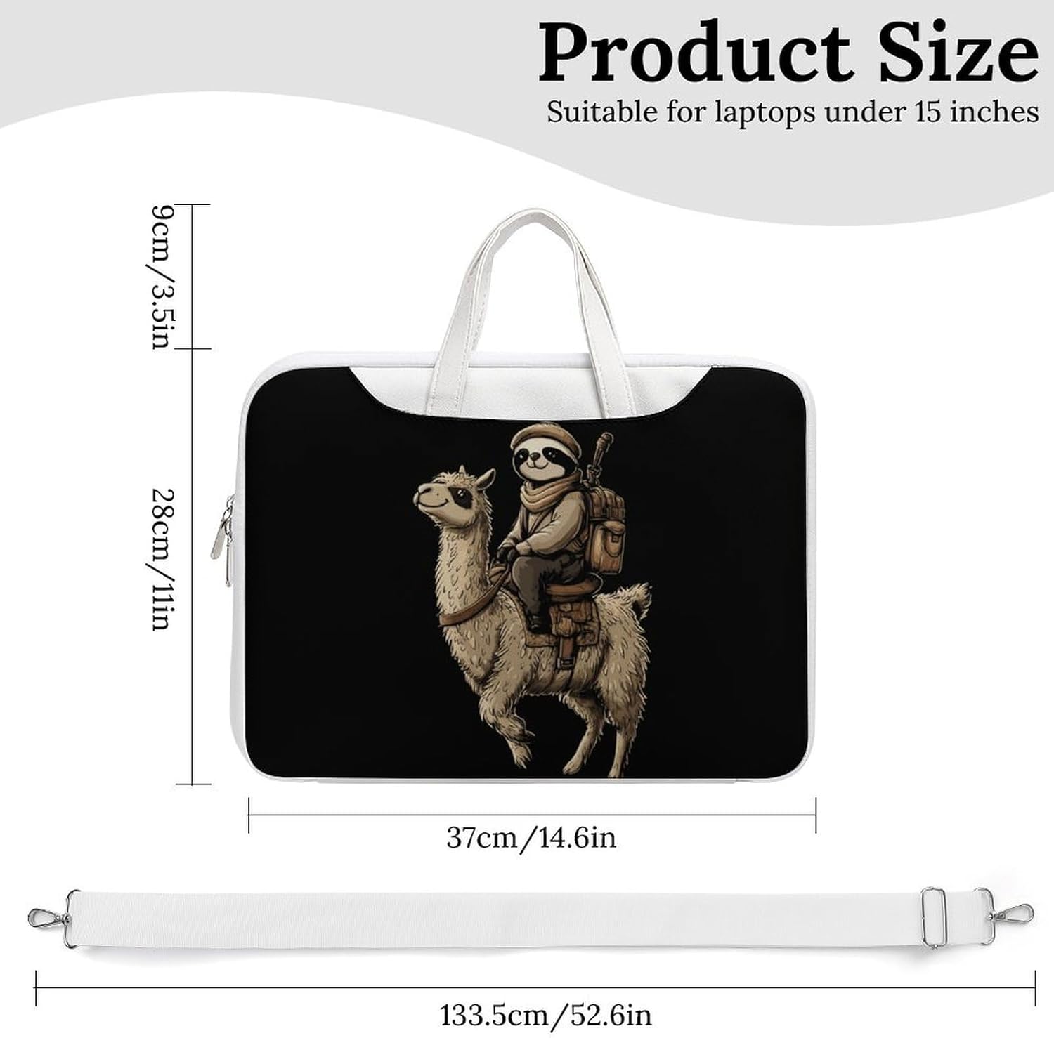 Sloth Riding Llama Best Friends Laptop Bag for Women Men Tote Bags Shoulder Handbag Briefcase Business Work