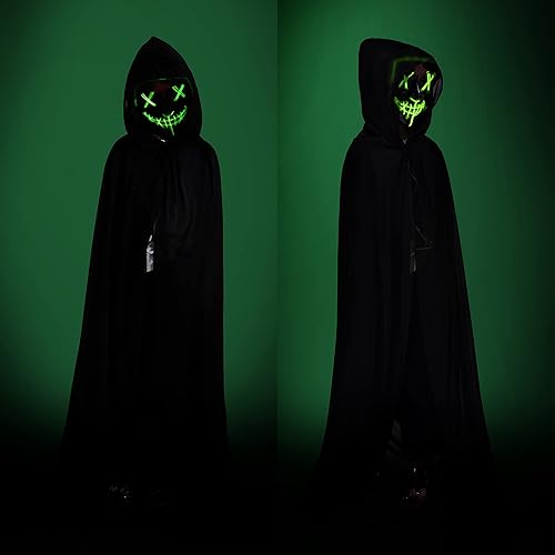 Miniatura 2 de Capa de terciopelo con capucha para niños, disfraz de Halloween con luz LED