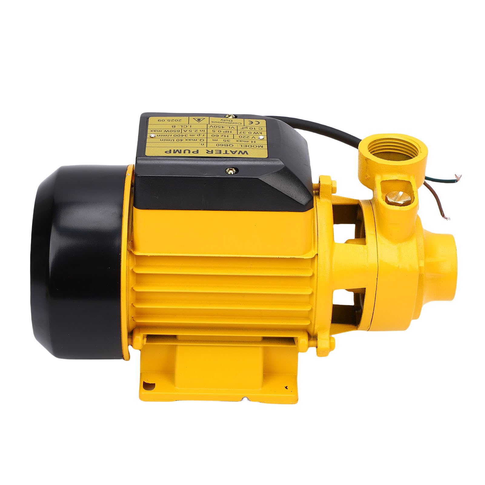 Bomba de Agua Centrífuga de 650 W, Elevación de 35 M, Caudal de 40 L/min, Entrada y Salida de 2,5 Cm, para Impulsar Estanques, Piscinas, Pozos, de Riego con Cubierta