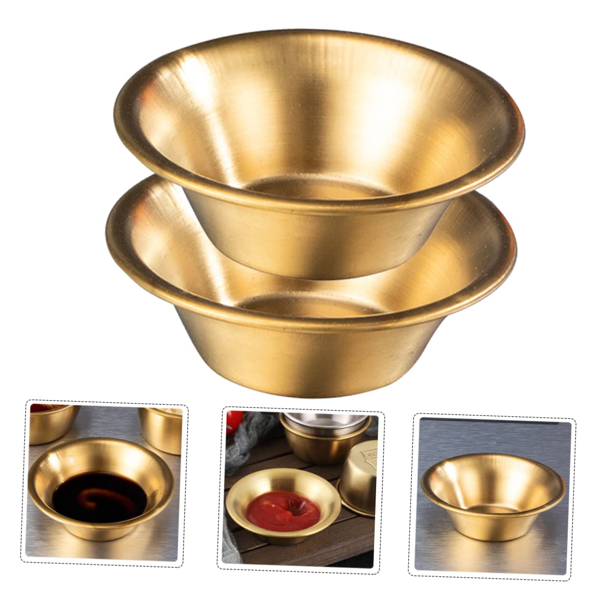 Happyyami 1set Stainless Steel Sauce Cups Household Condiment Containers for Dipping and Grilling and Resistant for Sauces and Dressings for Family Dinners and Picnics 2pcs