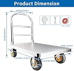 Camion-plate-forme de poids lourds, 2000 LBS Chariot à plat pliable, 43" L x 26" W x 36" H Push Cart Dolly, Camions à main avec 6" Roulettes en nylon, Large Steel Platform Dolly Carrier pour Entrepôt