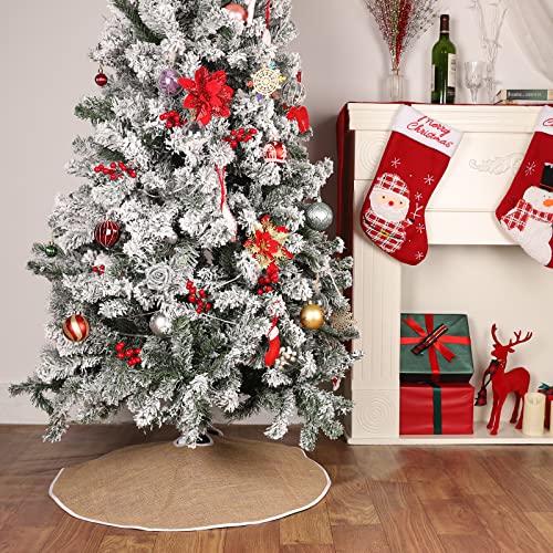 Macting Christmas Tree Skirt, 48 Inches Double Side Colorful Sequins And Khaki Tree Mat With Large White Snowflake Printed For Xmas Holiday Decorations Indoor Outdoor #TOP1