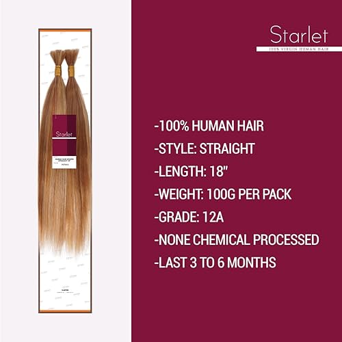 Miniatura 3 de Starlet - Cabello humano micro trenzado a granel, 20 pulgadas, 3.53 oz (2 paquetes), cabello humano virgen trenzado para micro trenzas, sin trama,