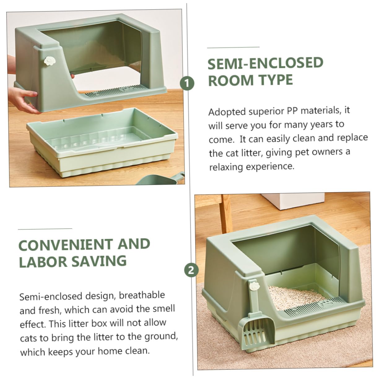 Supvox Halbgeschlossene Katzentoilette Für Haustiere Aus Pp-material Anti-spritz-design Großzügiger Raum Für Katzen Und Kätzchen Für Töpfchentraining Und Streu-container