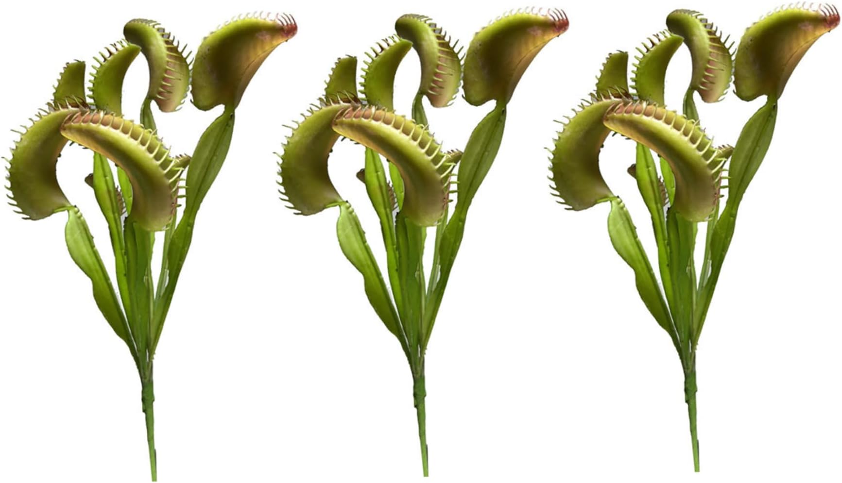 Venus Flytrap, 3PCS 15.8 Inch Artificial Venus Fly Trap Plants, Lifelike 8-Head Fly Trap Costume, Reusable Faux Plants for Office Home Table Vase Garden Indoor