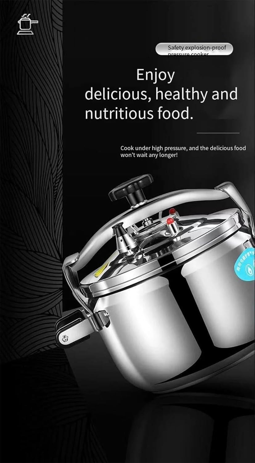 Stainless Steel Pressure Cooker, Induction Compatible Thickened Pressure Cooker with Spring Valve Safeguard Devices, Multi Pressure Levels,Compatible with Gas & Induction Cooker,40L(26.4 Quarts)