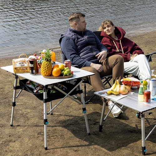 OuterSpa camping table Mesa de Camping Plegable de Aluminio Ligera con Patas Ajustables, Mesa Rectangular para Exterior miniatura 2