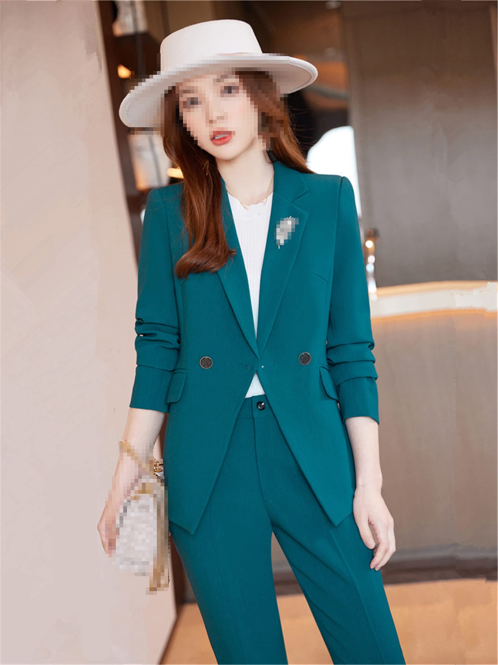 Pantaloni da donna Set completo Autunno Inverno Ufficio Casual Donna Slim Blazer Pantaloni Due Pezzi, Tuta pantaloni En8, M