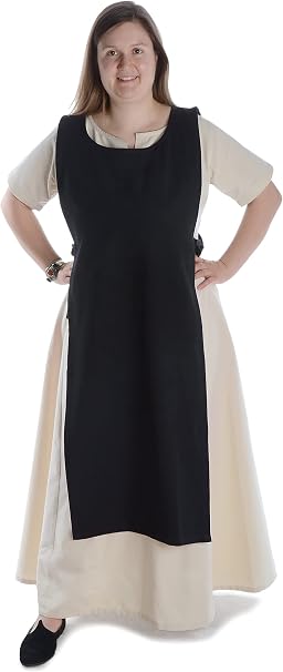 Scapolare Medievale Hrotsvit In Cotone - Abito Lungo Con Lacci Laterali Per Donna - Colori: Verde, Azzurro, Rosso, Nero, Marrone, Taglie S/M E L/XL - Ideale Per LARP E Rievocazioni - 5