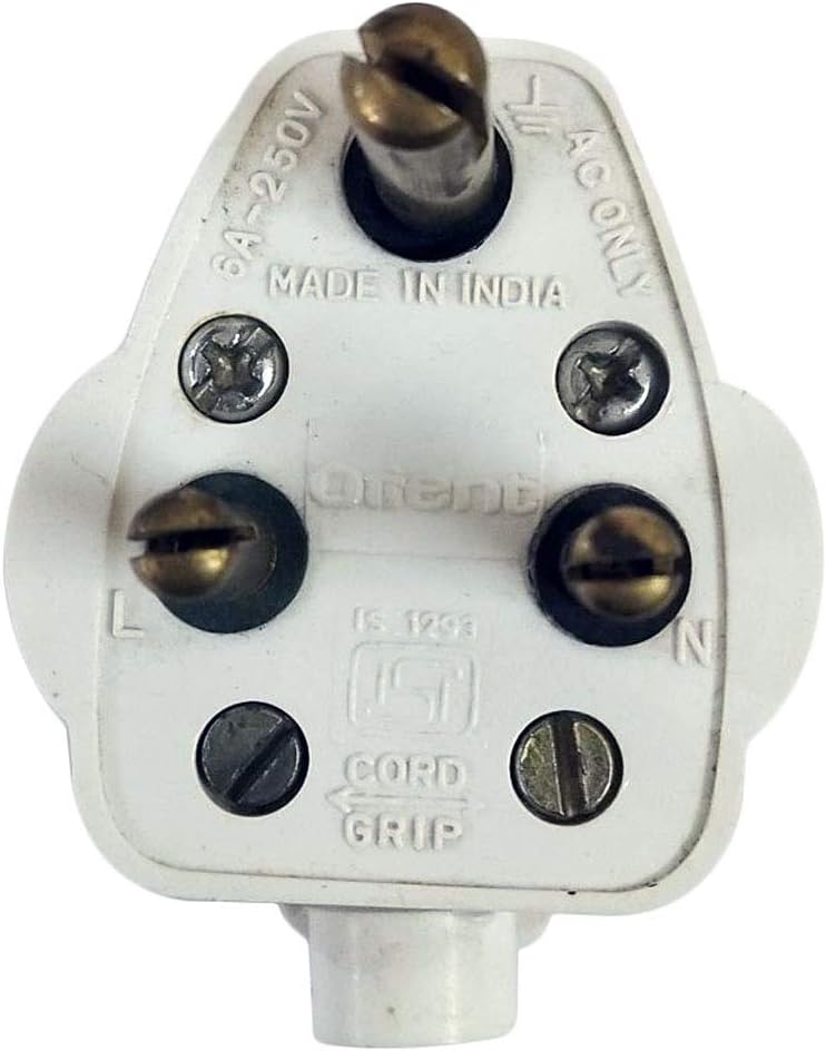 Orient 3 Pin Plug 6 Amp 250V Ac Ploy Carbonet (White, Pack Of 70)