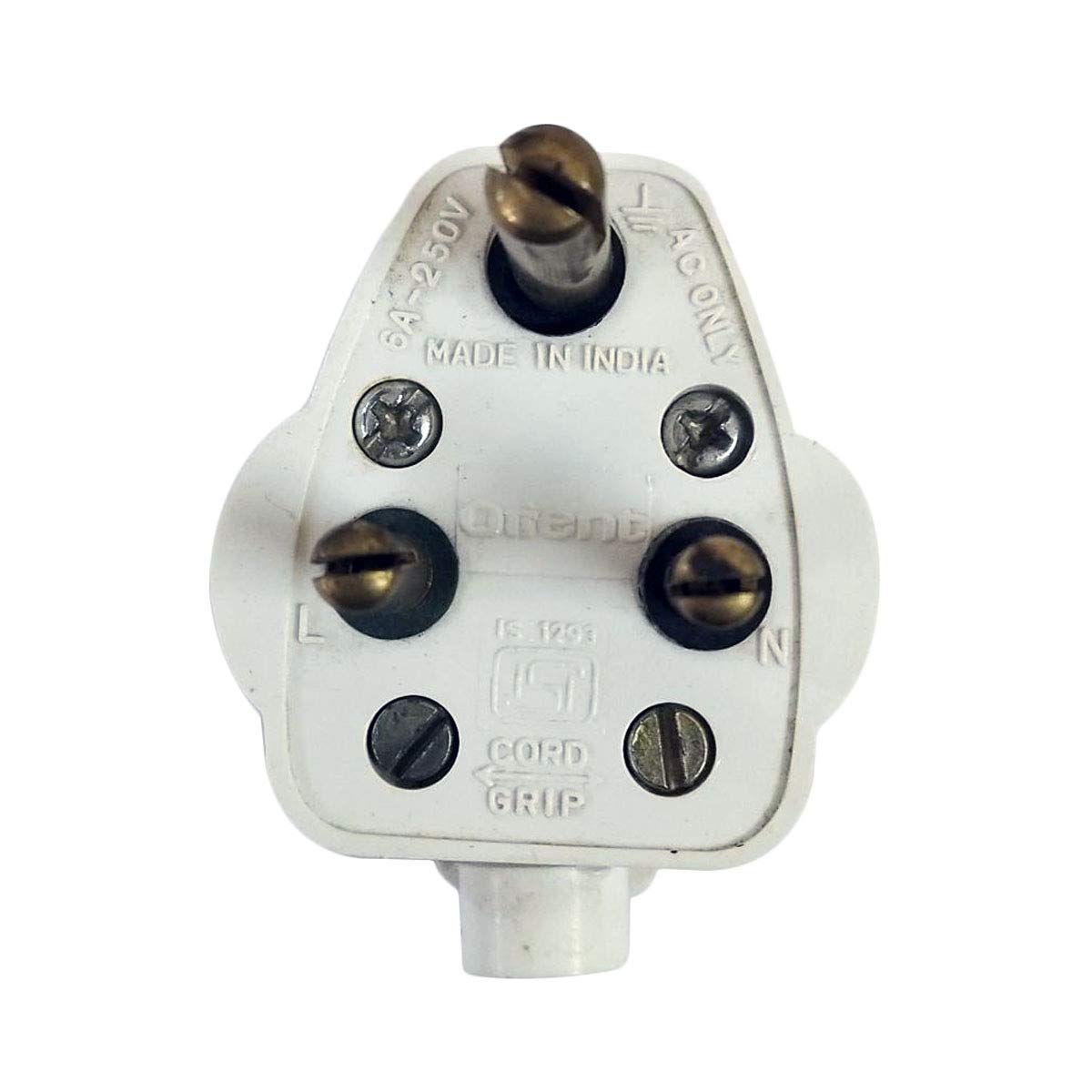 Orient 3 Pin Plug 6 Amp 250V Ac Ploy Carbonet (White, Pack Of 70)