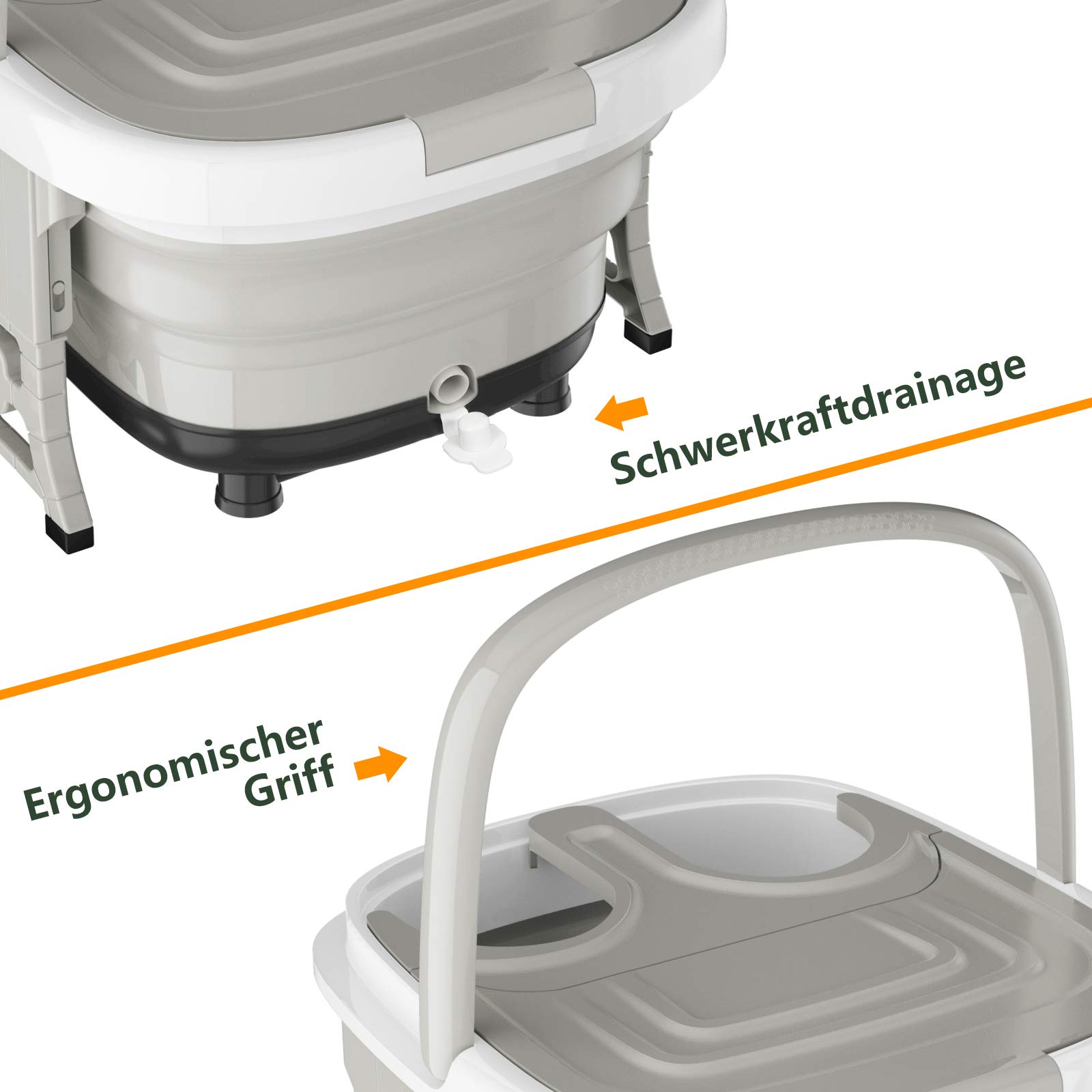 GOPLUS Fußmassagegerät klappbar, Fußbadewanne mit Massage & Heizung, elektrisches Fußmassagebad mit Fernbedienung, 36-48°C, 10-60 Min. Timer, Fußsprudelbad Massagegerät zur Stresslinderung (Grau)