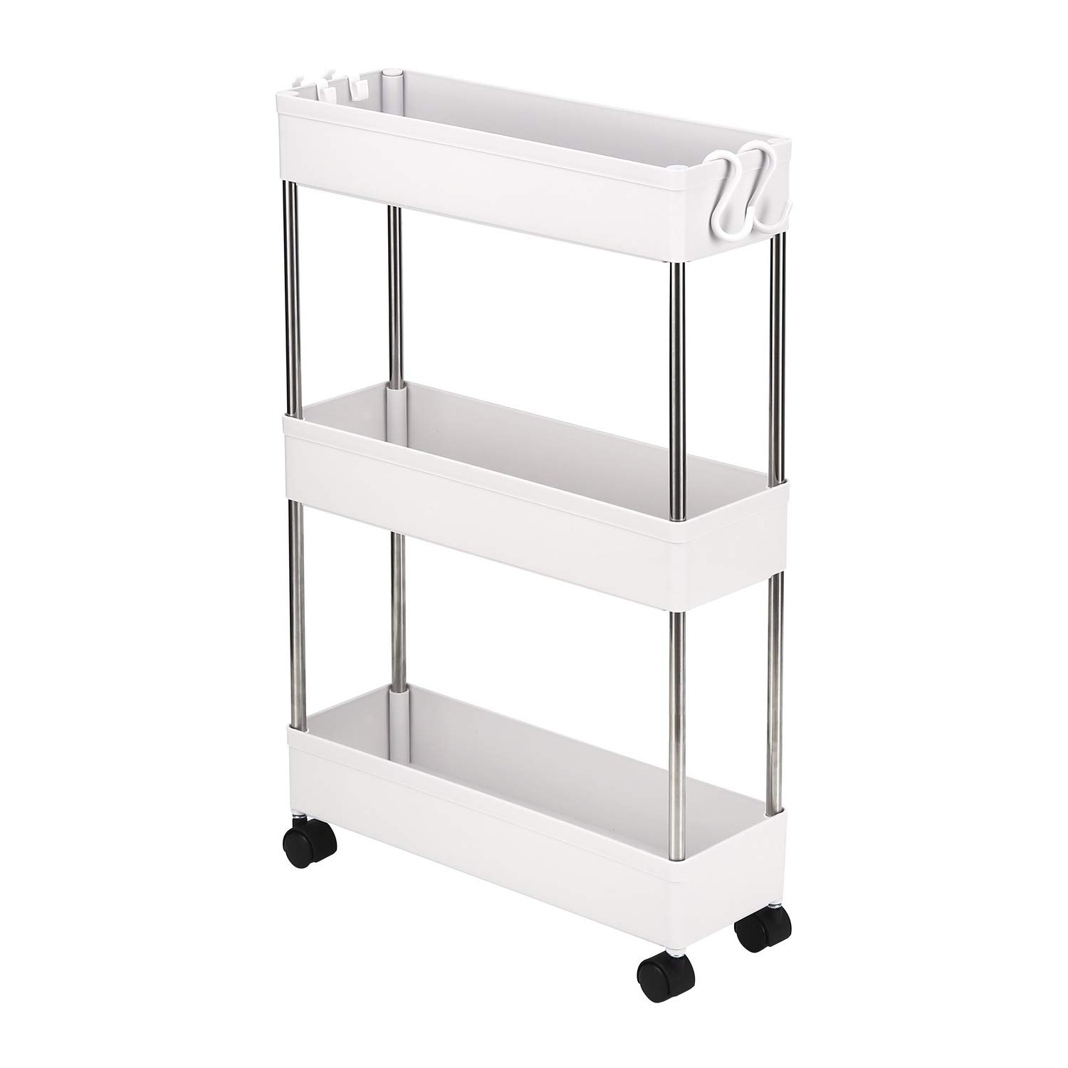 Carrello sottile a 3 strati su ruote, scaffale mobile ultra sottile per cucina e bagno, spazio stretto multifunzionale