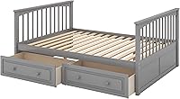 Vista 154 de Harper & Bright Designs Litera de tamaño matrimonial sobre matrimonial con 3 cajones, litera de madera maciza con almacenamiento y riel