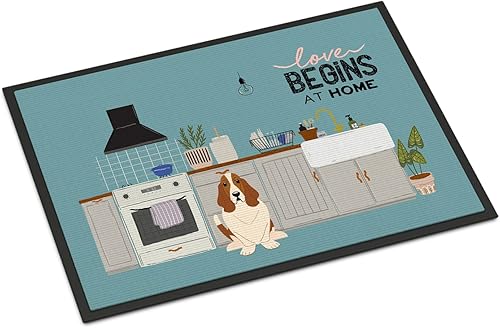 Caroline's Treasures CK7725MAT Basset Hound - Tapete para puerta delantera, 18 x 27 pulgadas, tapete para interior y exterior, antideslizante,