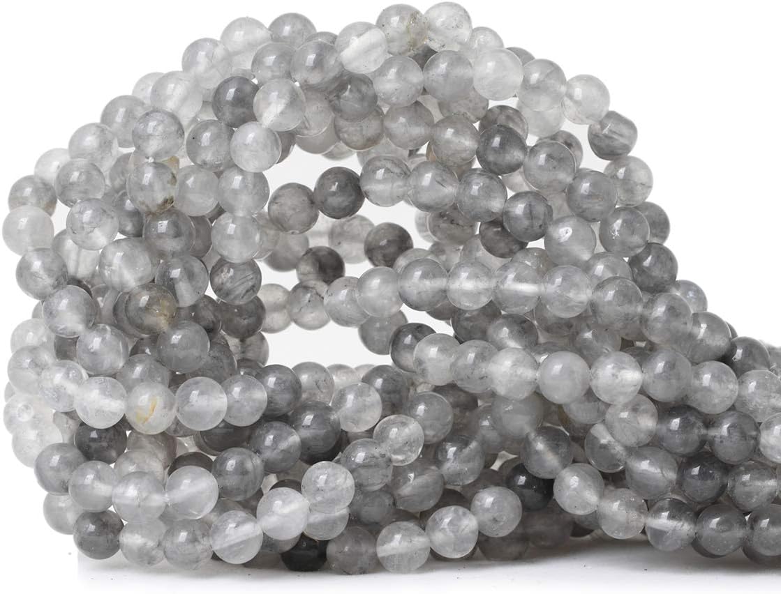 60PCS 6mm Natural Cloud Crystal Gemstone Round Loose Beads Crystal Energy Stone Healing Power for Jewelry Making 1 Strand 15"