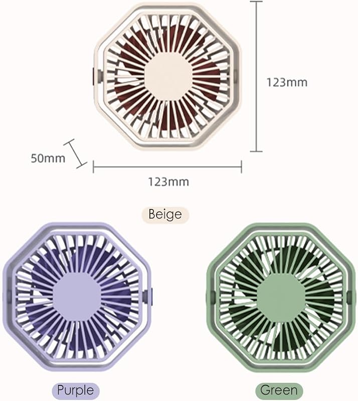 Bigqin USB Asztali Ventilátor 360° Forgó 3 Fokozat Halk Hexagon Lila