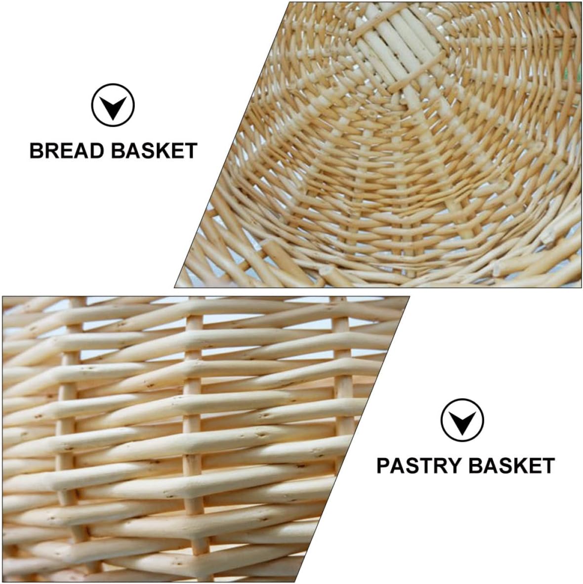 Cabilock Bread Basket for Serving Set, 9.8x5.5" Wicker Food Storage Basket with Removable Liner and Cover, Woven Rattan Fruit Basket Tabletop Food Vegetables Serving Basket