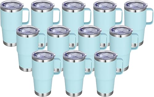 Miniatura 8 de Vaso de acero inoxidable de 20 onzas con asa a granel con aislamiento de metal a granel, taza de café de viaje con asa, vaso de doble pared con tapa