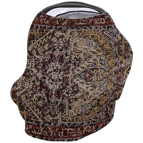 Nursing Cover for Breastfeeding Scarf, Retro Abstract Tribal Style Baby Car Covers Super Soft Multi Use for Canopy Shopping Cart Cover Blanket Stroller Cover