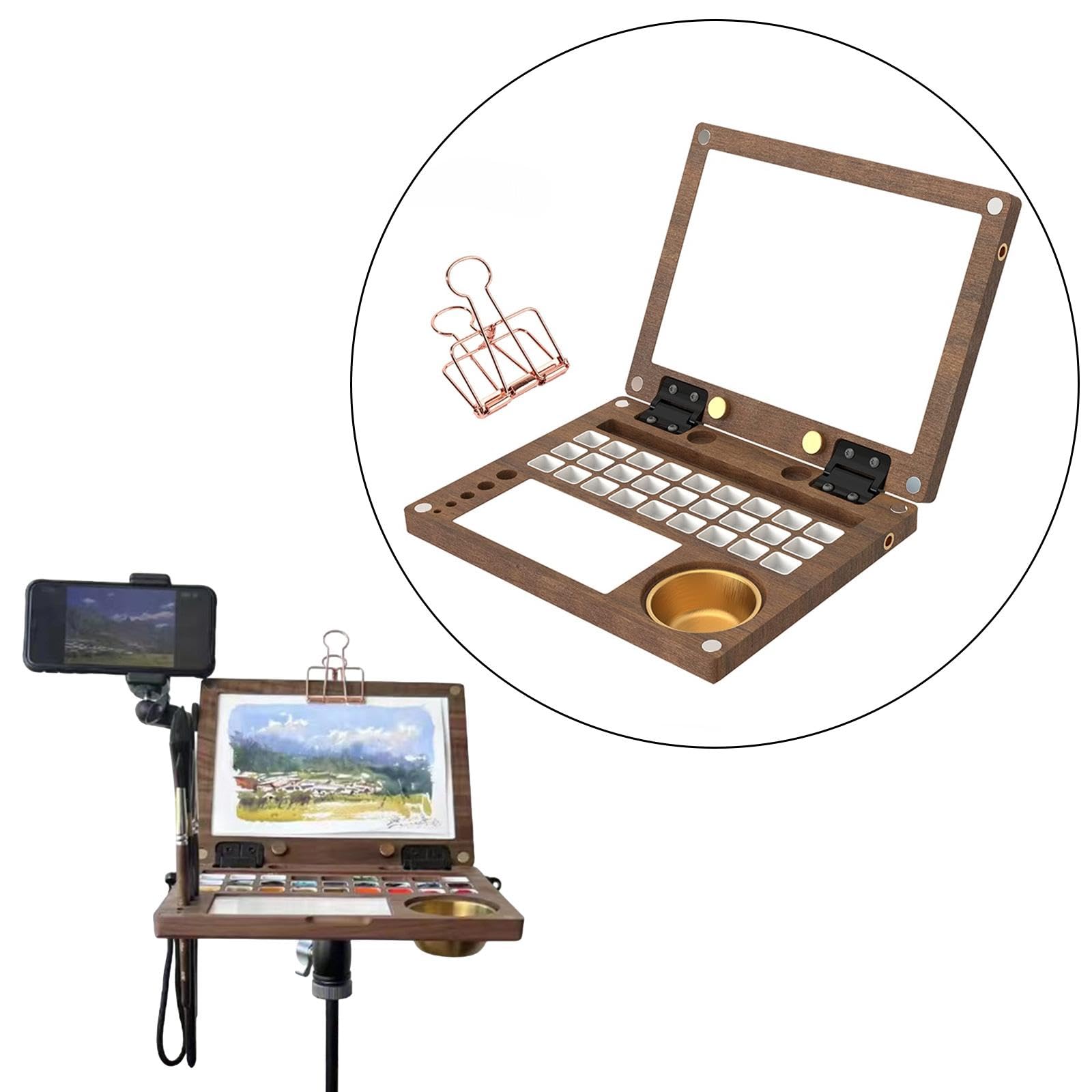 Palette Aquarelle 27 Cases, Récipient en Bois pour Peinture Acrylique et Huile