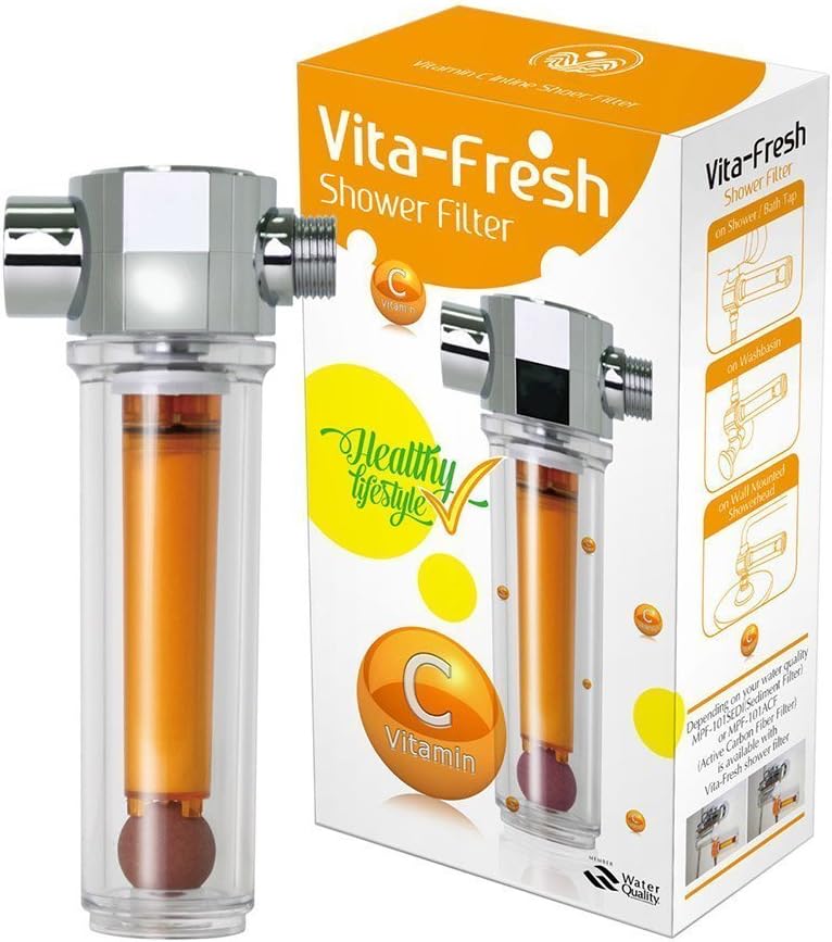 UBS INC Luxury Vita-Fresh Shower Filter (Vitamin C Inline ShowerFilter) with 2 Free Vitamin C Filter Cartridge made in Korea Topical vitamin for skin