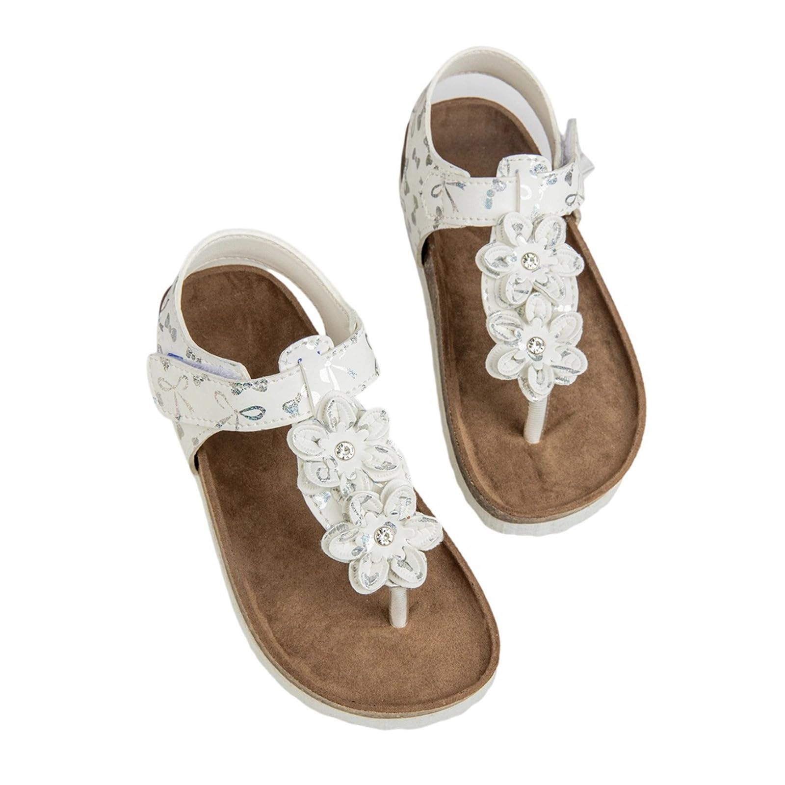 MMRTDJDR Generisch Sandalias para niñas de Talla Grande con Puntera Abierta, Chanclas de Playa Florales para Ocasiones Formales Informales al Aire Libre