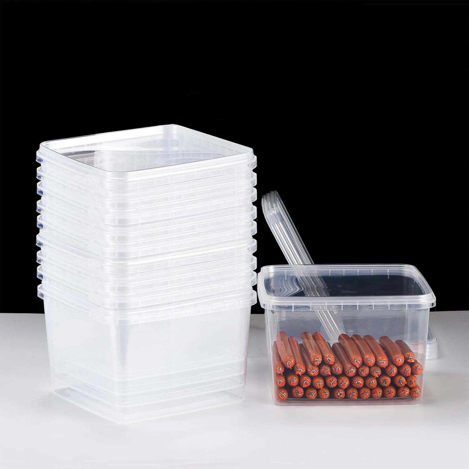 YIUN 88 oz. Square Clear Deli Containers with Lids