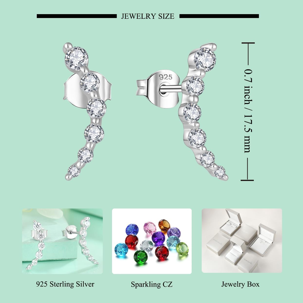 Starchenie 925 Sterling Silver Climber Earring Ear Crawler Stud Earrings for Women - Image 6