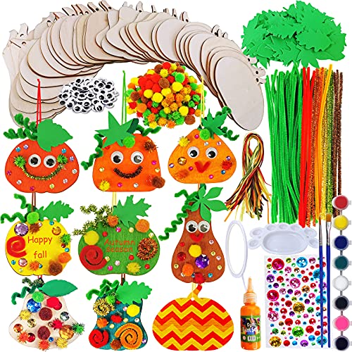 Winlyn 36 Sets Fall Pumpkin Decoration DIY Pumpkin Squash Gourd Wooden Ornaments