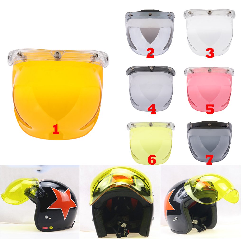Visiera Casco Motocicletta Stile Bolla Bubble 3 Snap Bottoni Paravento per Bonanza Biltwell - 4