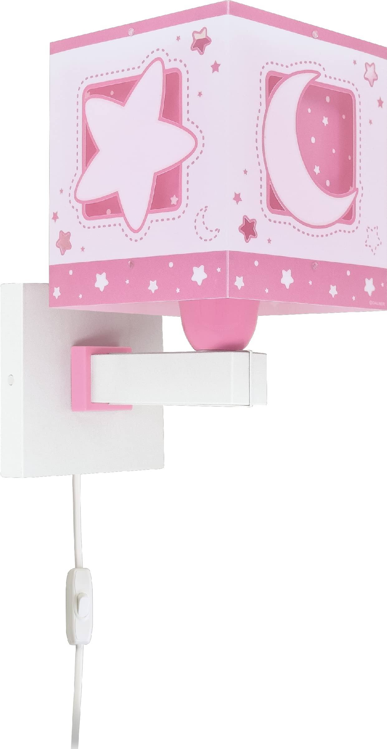 Dalber Kinder Wandlampe Moonlight Mond Sterne Rosa 63239SN | Wandleuchte; Kinderzimmer; E27 - 1 x 15W