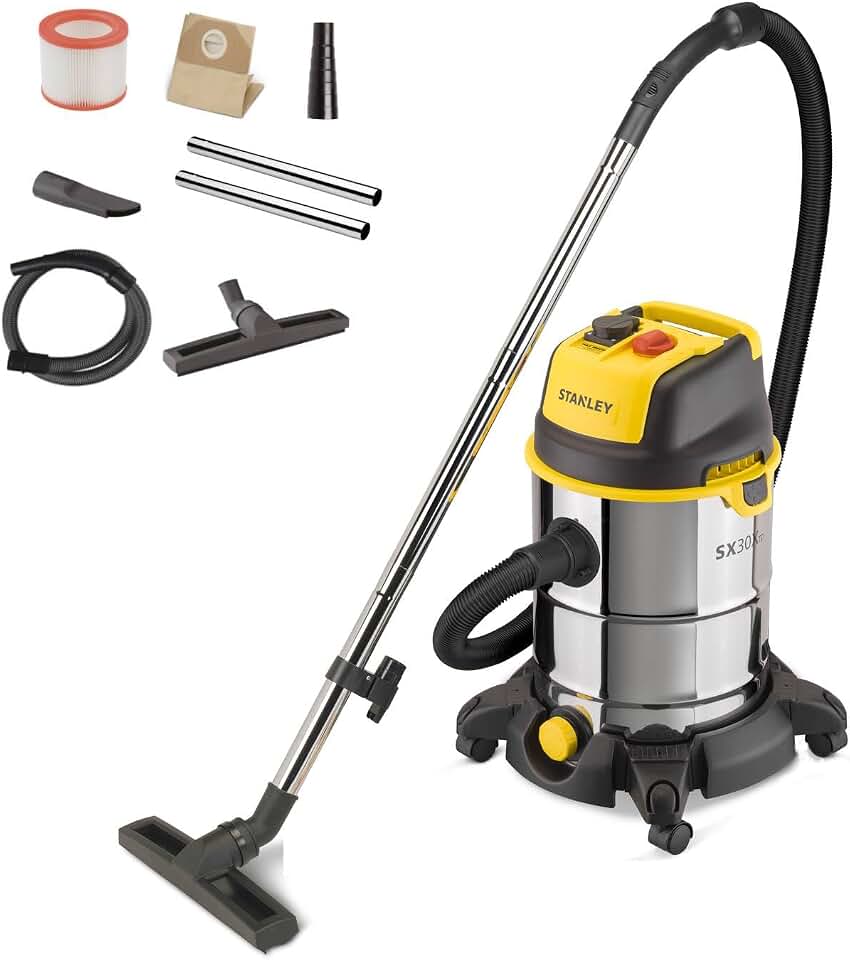 STANLEY Aspirador Multiuso SXVC30XTDE de sólidos y líquidos con Toma para Herramientas eléctricas integrada (1600 W, 30 L)