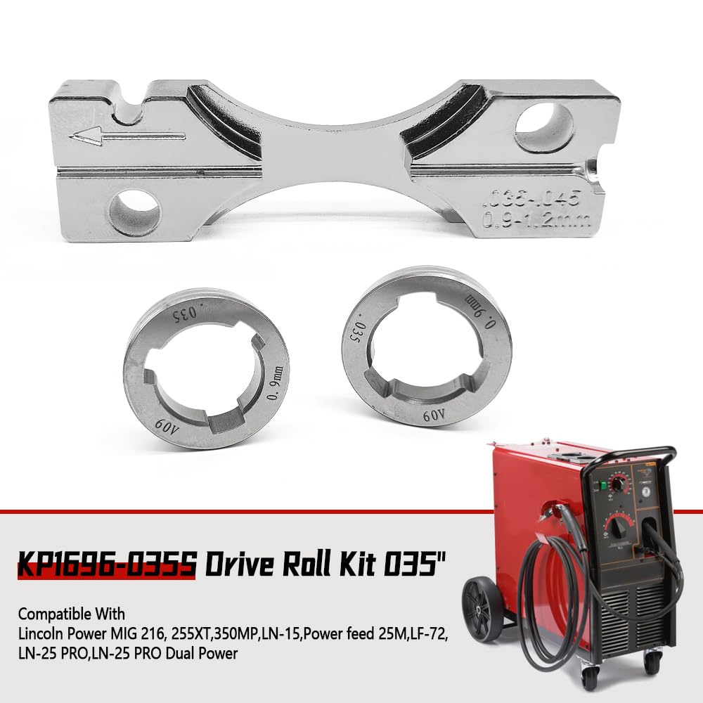 Zestaw rolek z litego drutu 0,35 cala V-Groove pasuje do Lincoln Power MIG 216 255XT 350MP spawarka MIG do zasilania 25M LF-72 LN-15 LN-25 PRO podwójny podajnik drutu zasilającego zamiennik