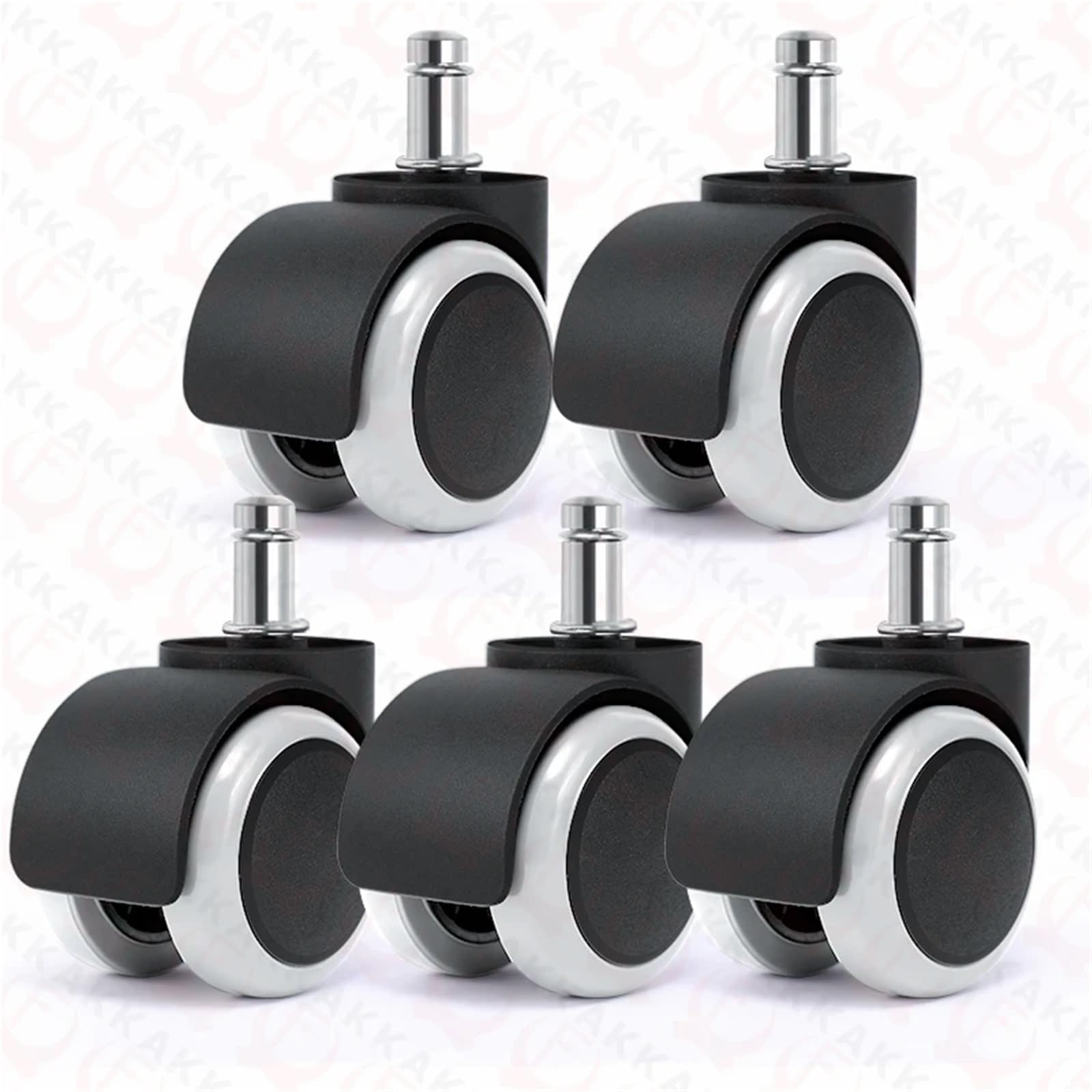 Caster Wheels, 5pcs 2 Inch Universal Swivel Caster Wheels Replacement Gaming Chair Office Chair Casters Trolley Rollers Furniture Hardware(Nero)