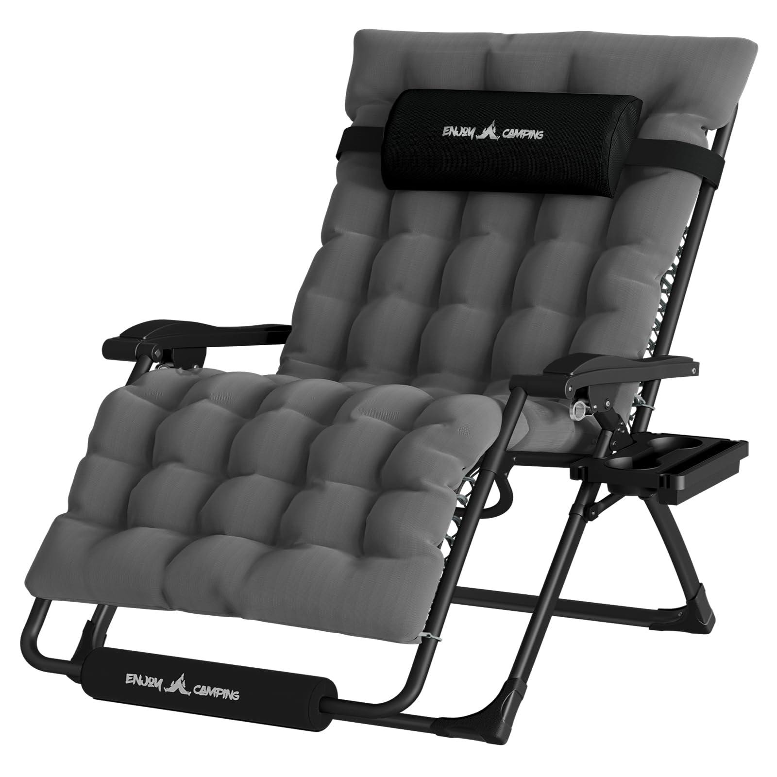 UDPATIO Oversized Zero Gravity Chair, 33In XXL Patio Reclining Chair with Cushion, Outdoor Folding Recliner with Pillows|Cup Holder|Foot Rest|Padded