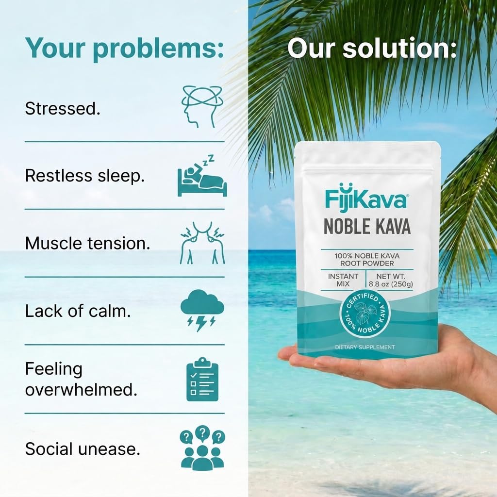 FijiKava Instant Kava Kava Powder 250g – Premium Kava Root Powder with High Kavalactone Content – Natural Relaxation Aid for Calmness, Stress Relief, and Sleep Support – Easy-to-Mix — Amazon image 3