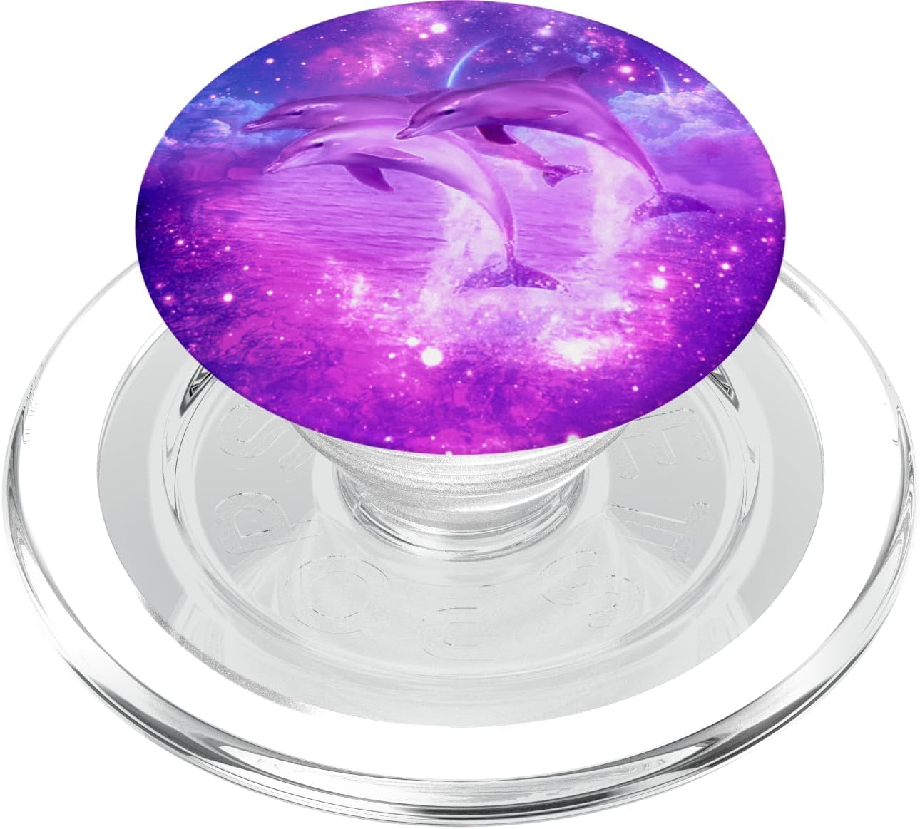 Dolphin Pink, Blue, & Purple Galaxy Stars Universe Design PopSockets PopGrip: Swappable Grip for Phones & Tablets PopSockets PopWallet for MagSafe