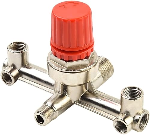 FACAIIO Doppelauslass-Luftkompressor-Druckregler-Ventil mit Manometer-Anschluss,