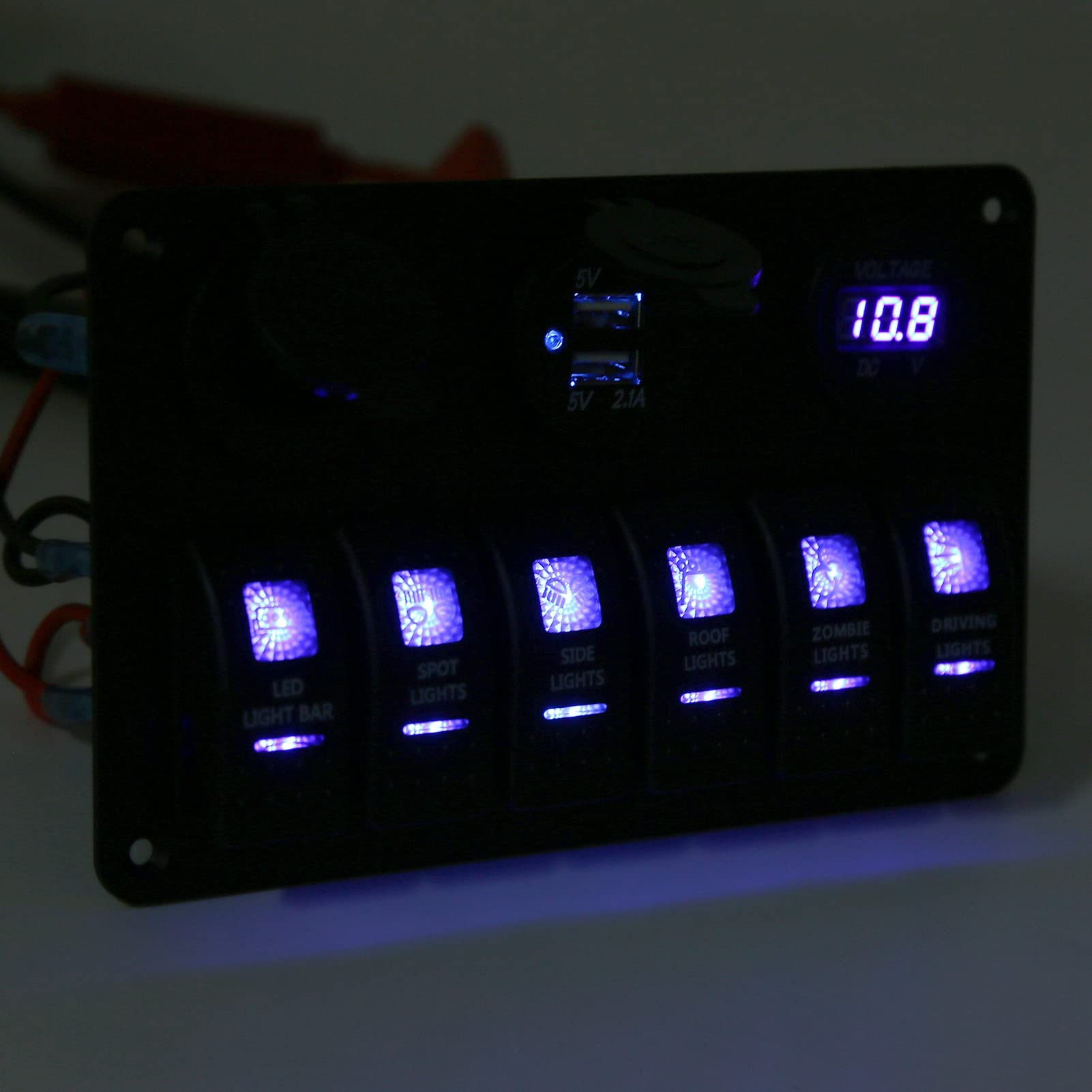 Generic Panel Przełączników Kołyskowych 12 V 24 V 6 Gang z Podwójnym USB i Wyświetlaczem Woltomierza do Ciężarówki RV SUV Marine Wodoodporna Konstrukcja